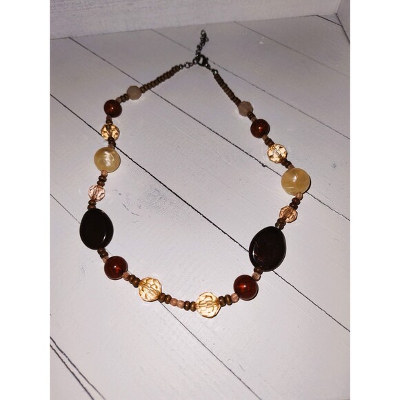 Brown and Tan Beaded Necklace - Picture 2 of 3